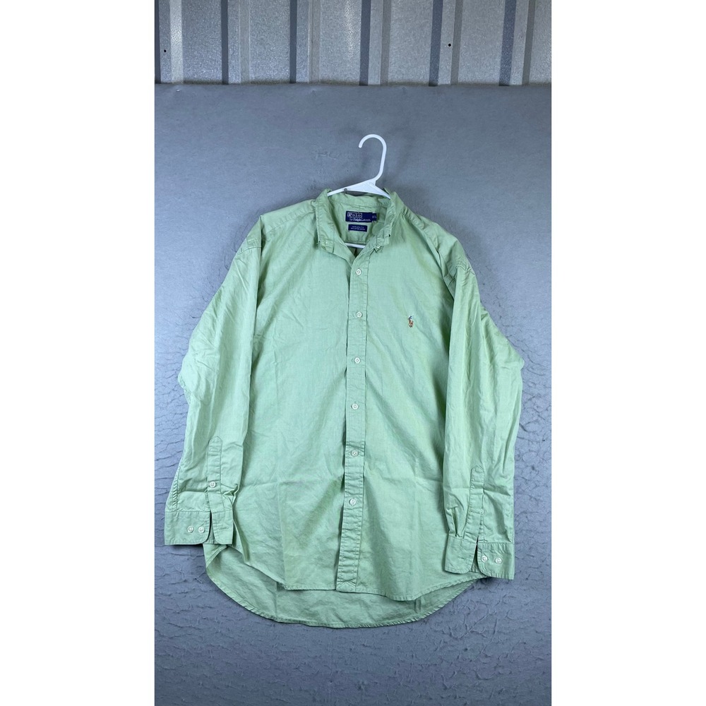 Polo Ralph Lauren Shirt Mens 16.5 Green Excellent Yarmouth Oxford Button Down
